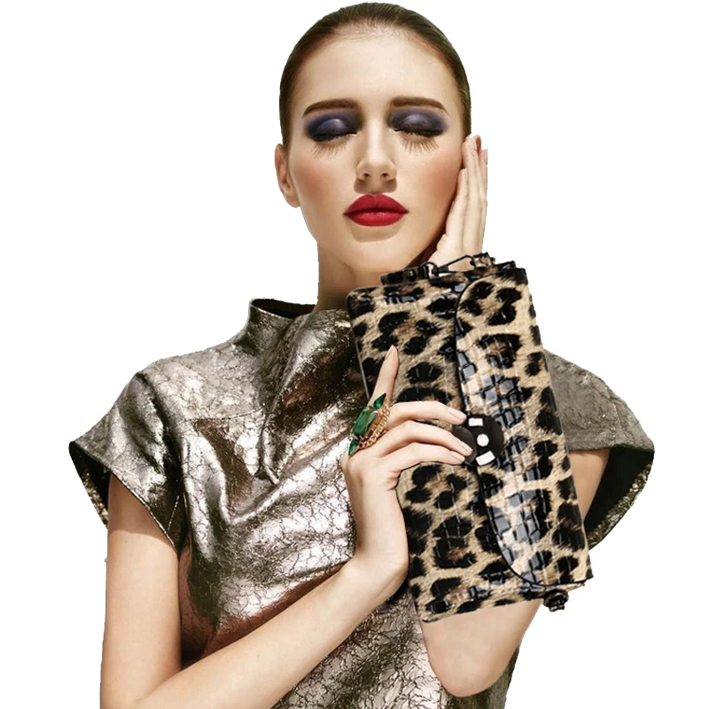 Сумка кошелек из спилка и кожи с леопардовым принтом|evening clutch bags|bag ladiesladies shoulder bag |