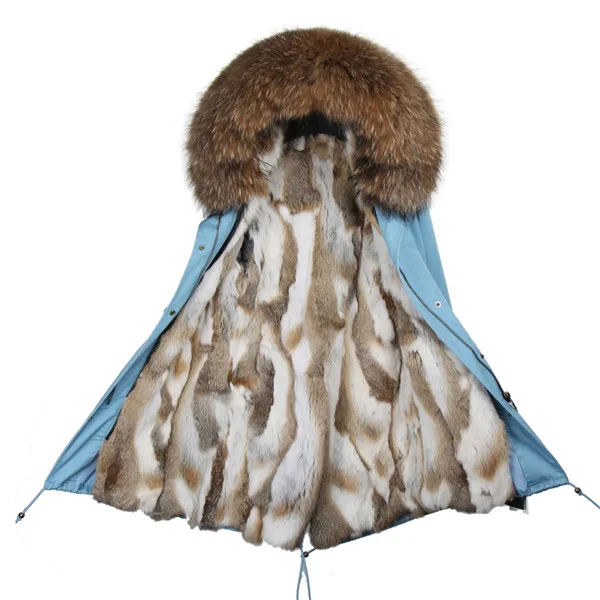 OFTBUY, розовая Длинная зимняя куртка, пальто, женская парка, воротник из натурального меха енота, с капюшоном, шуба из натурального кролика, Толстая теплая парка - Цвет: 17