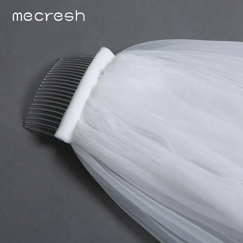 Mecresh 3M/4M Lace Bridal Wedding Veils Women Accessories One Layer White Ivory Long Tulle Mariage Chapel With Comb VTS003 | Свадьбы и
