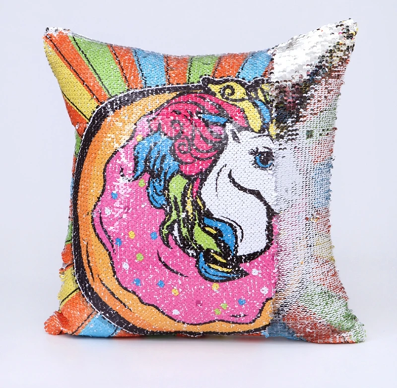 Горячая Распродажа единорог Русалка подушка с блестками чехол сделай сам
