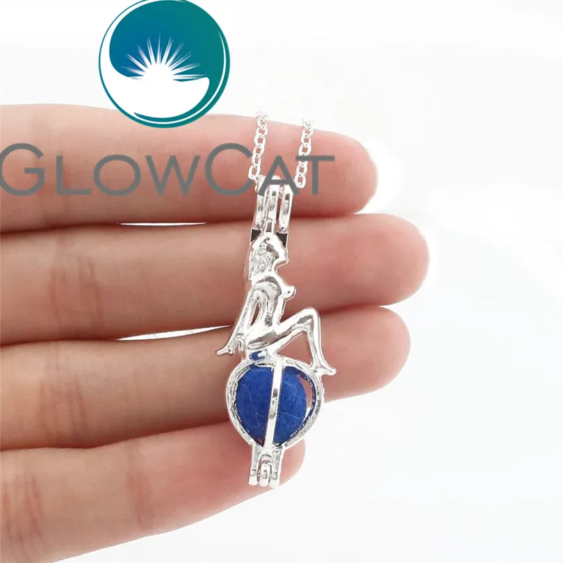 GLOWCAT L409 металлические морские бусины русалки клетка для женщин девушек медальоны