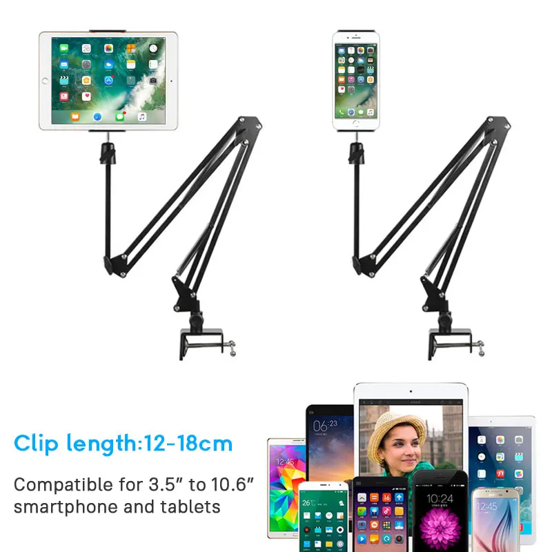 360 adjustable bed tablet stand for 3 5 to 10 6 inch mobile phones tablets lazy arm bed desk tablet mount support for ipad mini free global shipping