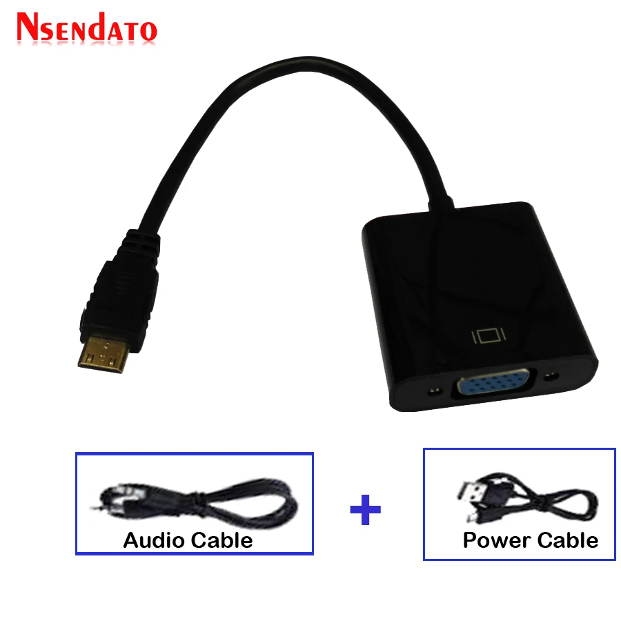 HDMI Мужской к VGA Женский адаптер мини HDMI к VGA кабель с аудио микро USB кабели HDMI конвертер для xbox 360 PS3/4 камеры HDTV - Цвет: Audio Power Cable
