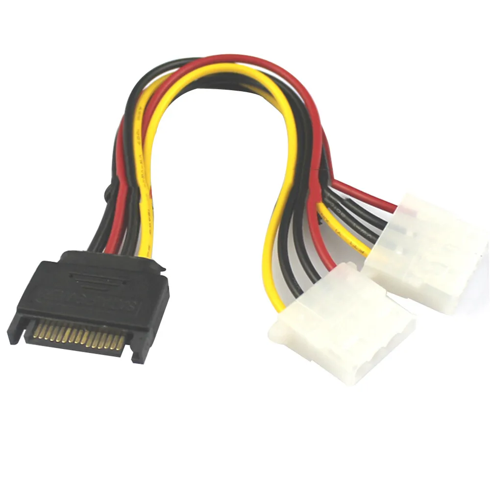 2019 Универсальный 15 Pin SATA Male To 2 Female 4 Molex IDE HDD силовой кабель жесткого диска Топ