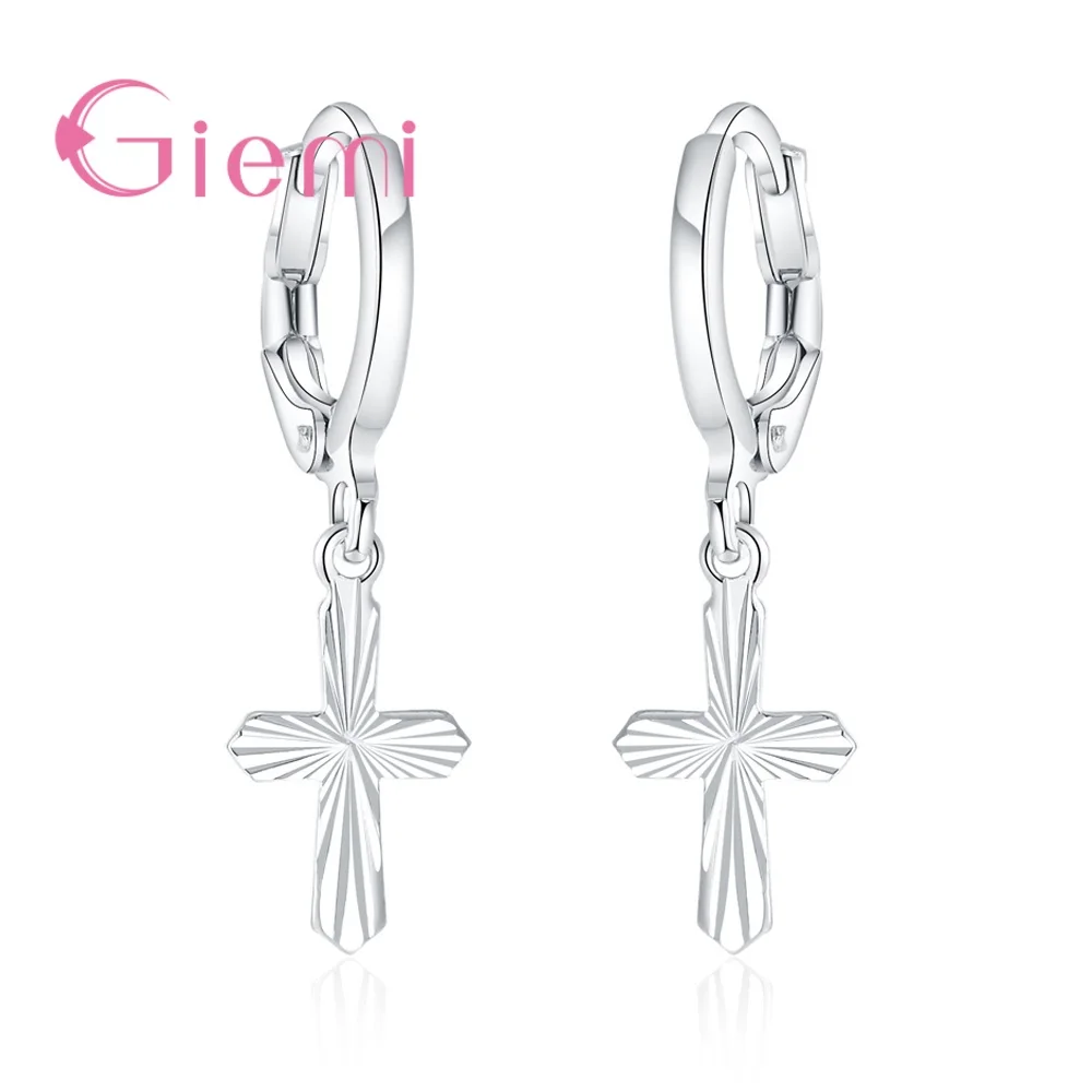 

Classic Style Minimalist Geometric Cross Design Drop Earrings 925 Sterling Silver Jewelry For Women Gift Jewelry Brincos