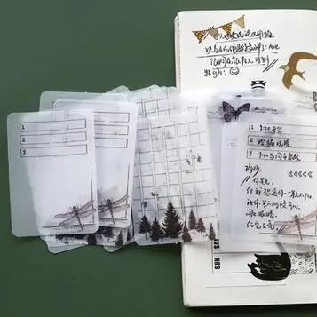 30 шт./пакет полупрозрачные Цветная Бумага Sticky Notes Ретро растение ручная роспись Diy ручка письменный материал memo pad - Цвет: 4