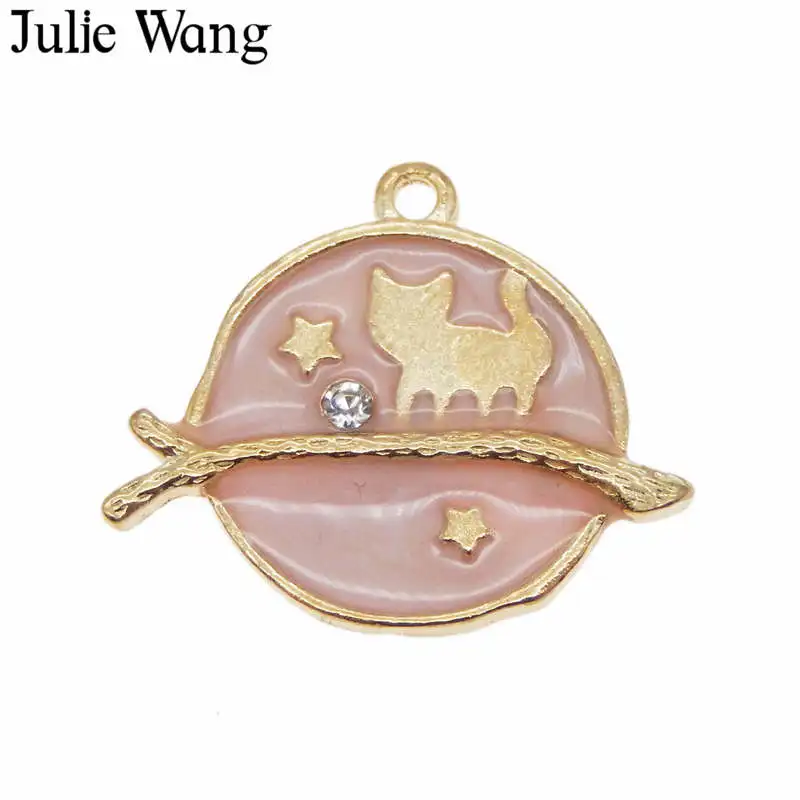 Julie Wang 4 шт. эмалированная ветка в форме котенка золотого цвета для ожерелье с