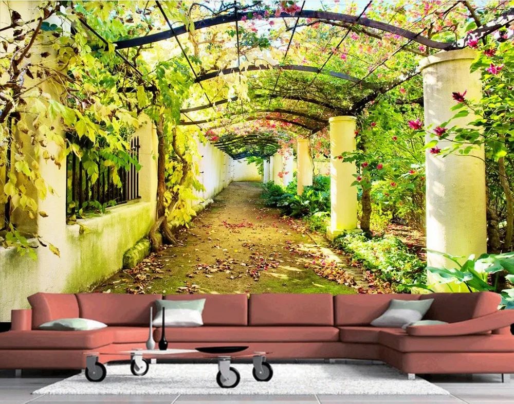 3d обои для комнаты цветок дверь галерея веранда фрески гостиной фоновые