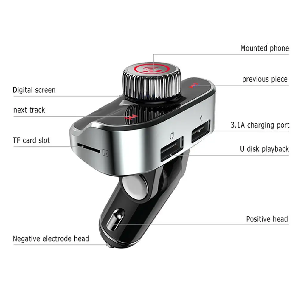 Mp3-плеер fm-передатчик 3.1A быстрое двойное зарядное устройство USB Bluetooth Handsfree LCD