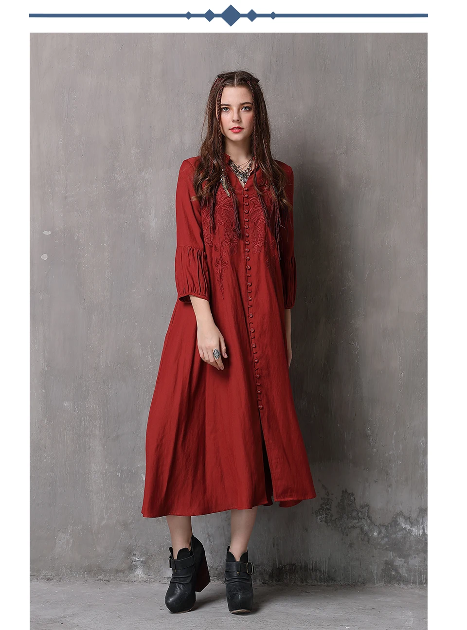 Летнее платье Yuzi. may Boho Новое хлопковое льняное женское платье с v-образным вырезом и рукавами-фонариками однобортное свободное платье A82087