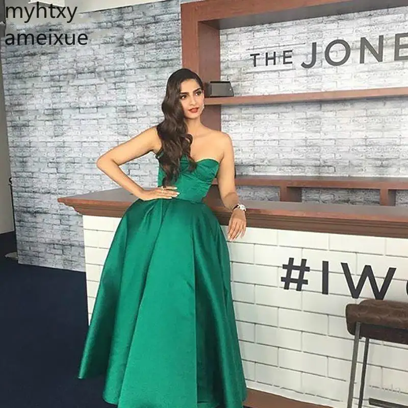 Saudi Arabic Women Green Long Evening Dresses 2021 Simple Elegant Sweetheart Ankle Length Formal Party Dresss New Robe De Soiree | Свадьбы и