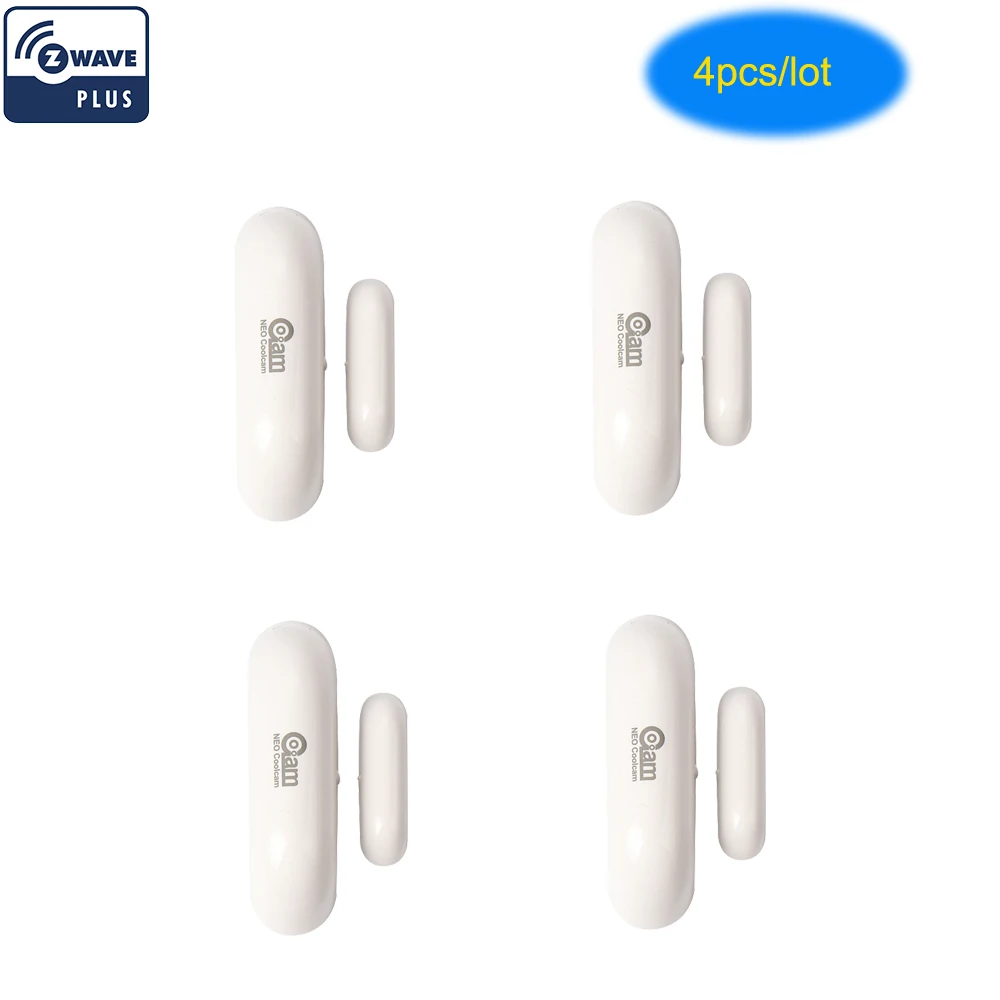 NEO COOLCAM, 4 шт./лот, NAS-DS01Z, Z-wave, датчик двери, окна, совместим с Z wave, серия 300, 500, магнитный замок, датчик двери, сигнализация