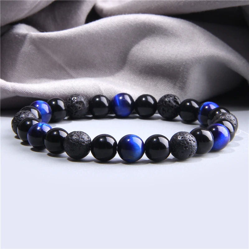 Браслет из натурального фиолетового камня с тигром и камнями модный браслет