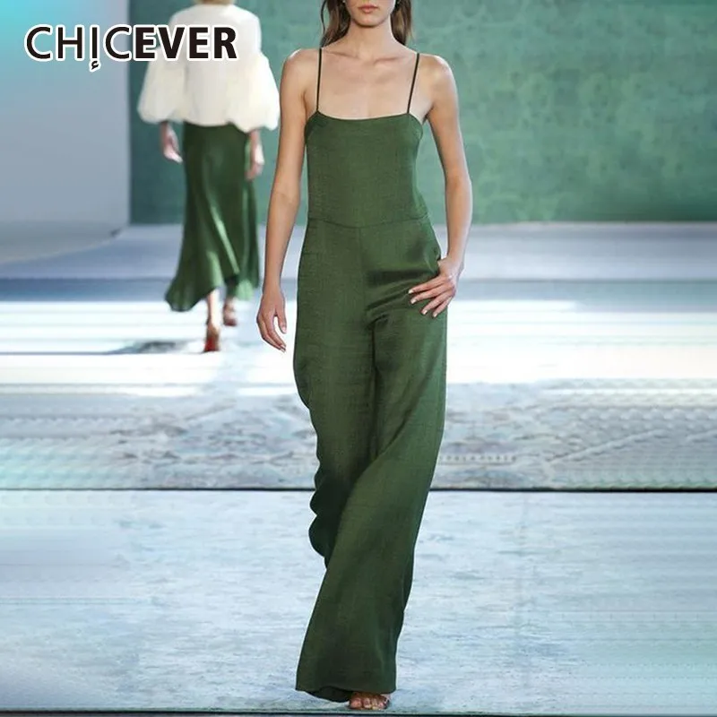 Женский комбинезон CHICEVER на бретельках с высокой талией без рукавов открытыми