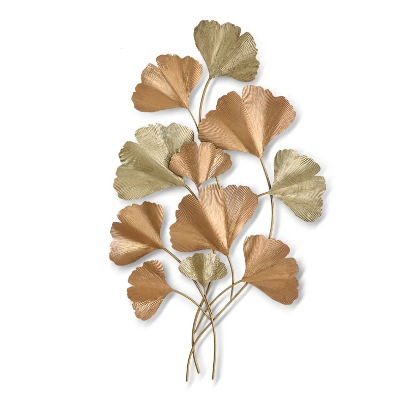 

135cm Wrought Iron 3D Stereo Gold Leaf Ginkgo Biloba Wall Hanging Decorative Crafts Decoration Bathroom Bedroom Ornaments R2162