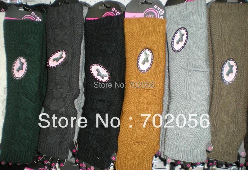 2015 winter solid Knitted twist Arm Warmers Fingerless long Gloves 24 pairs/lot mixed colors #3416