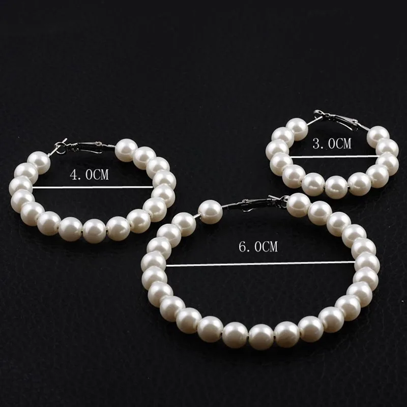 YFJEWE новые жемчужные серьги-кольца для женщин Изящные 6 см жемчужные круглые серьги модное Европейское Ювелирное Украшение для ночного клуба рождественские подарки E607