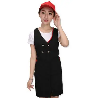 Фартук для салона красоты магазин детских товаров черный двубортный комбинезон