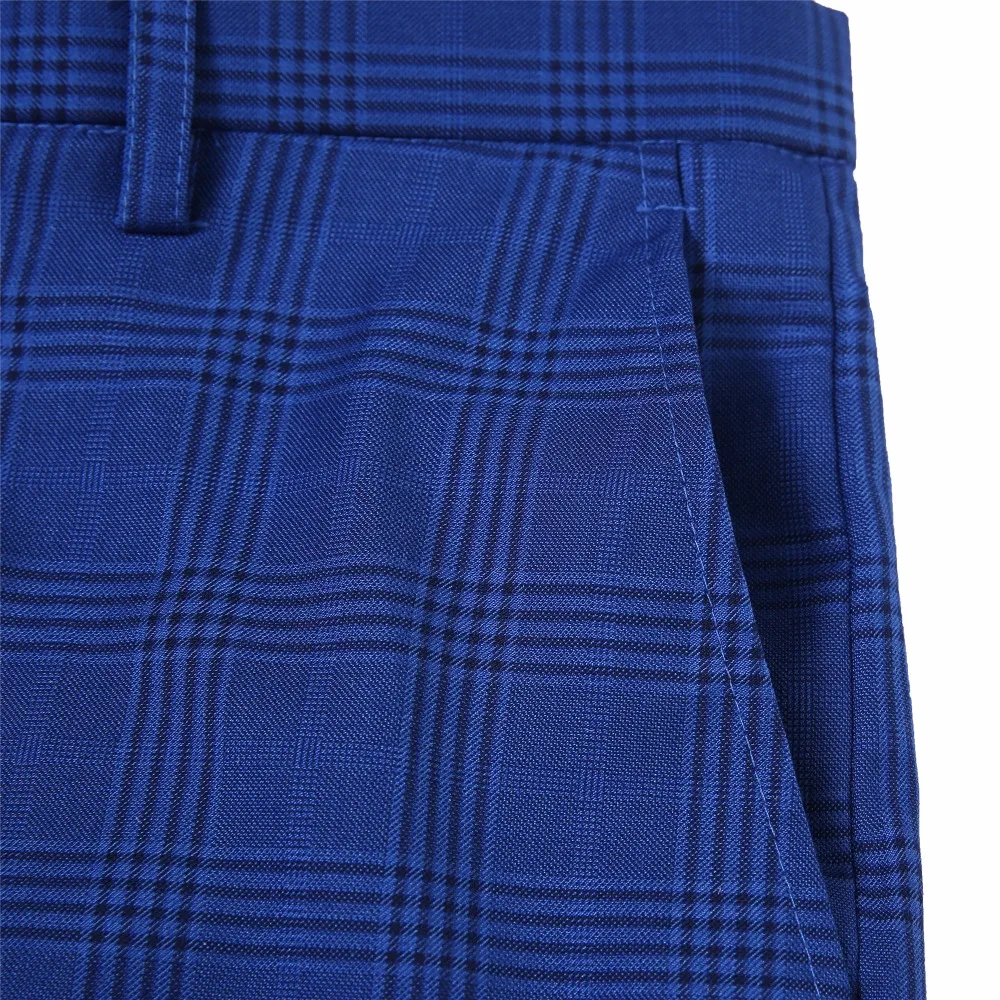 Мужские брюки в британском стиле Синие Клетчатые Костюмные приталенные