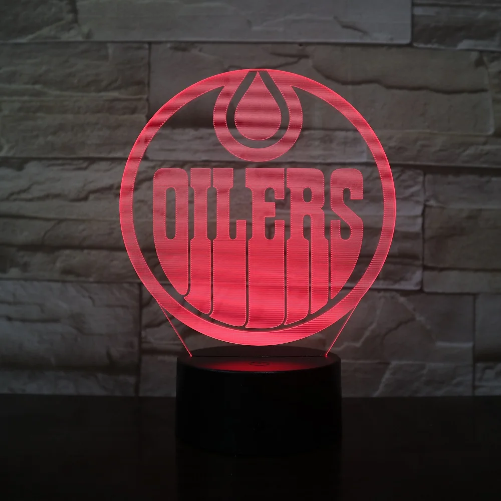 Oilers Hockey Team 3D LED ночник голограмма иллюзия Лампа для детей декор спальни друзья