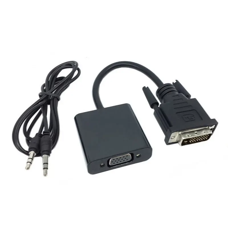 Новый видеоадаптер с входом DVI на выход VGA аудиоразъемом 3 5 мм и портом питания USB