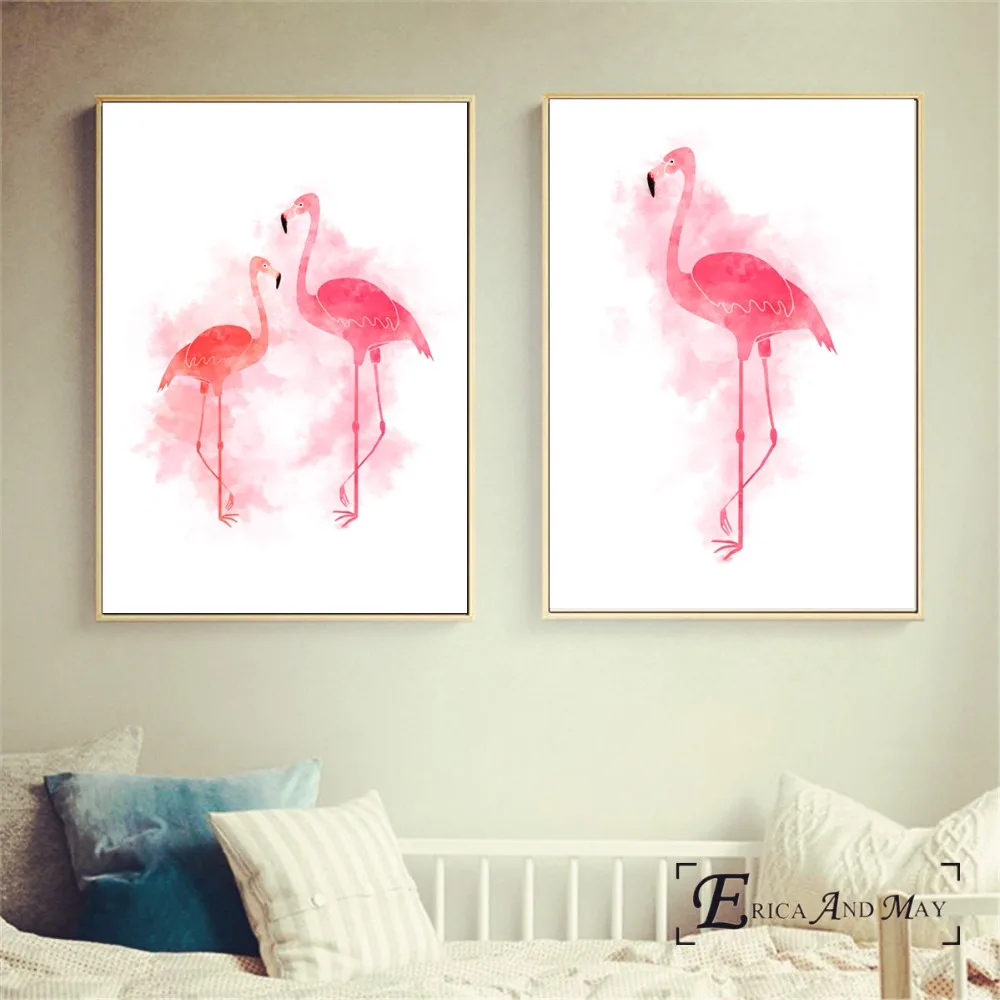 

Pink Flamingo Splash Watercolor Wall Art Canvas Painting Poster For Home Decor Posters And Prints Unframed Decorative Pictures
