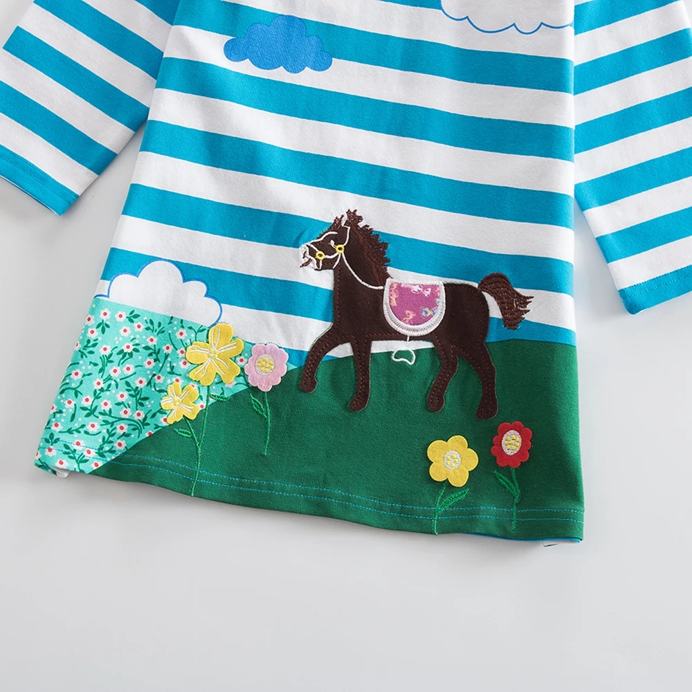 JUXINSU осень-зима футболка с длинными рукавами для девочек Хлопковые Платья