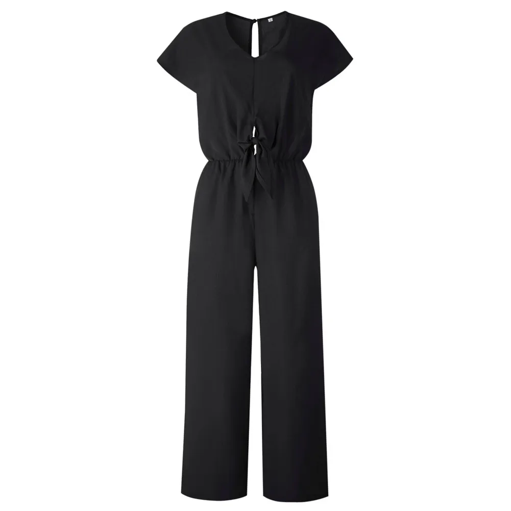 Womens Clubwear Playsuit Bodysuit Party Jumpsuit Romper V Neck Short Sleeve Ladies Casual Simple Chiffon Long Trousers new