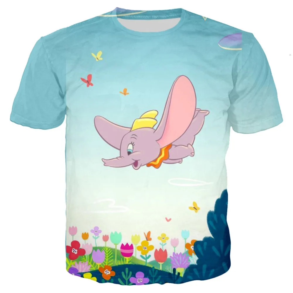 Детская футболка Dumbo 3D футболка Новая модная футболка для мальчиков Одежда для подростков Милая рубашка с изображением слонов Для девочек летняя одежда для мальчиков
