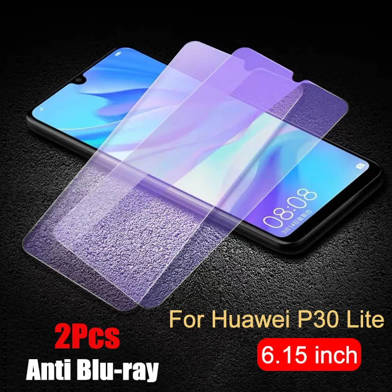 For Huawei P30 Lite 2 шт./лот закаленное стекло для huawei P30 P30 Lite защита экрана против Blu-Ray стекло для huawei P30 lite защитная пленка - Цвет: For Huawei P30 Lite