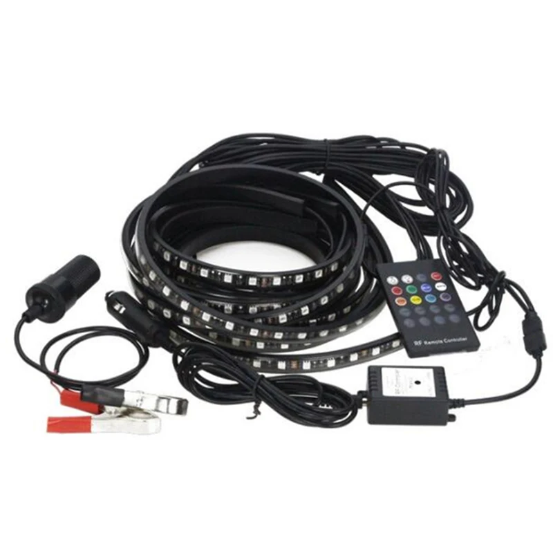 

Car Underglow Flexible Strip LED Remote Control RGB Decorative Atmosphere Lamp Under Tube Underbody System Neon Light Kit