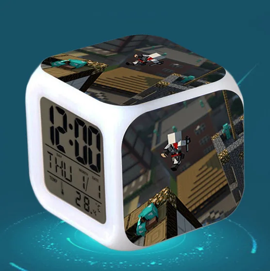 22 Cartoon Children Alarm Clock wake up light Digital Alarm Clock Kids Toys LED Clock Color Changing table reveil wekker - Цвет: 22