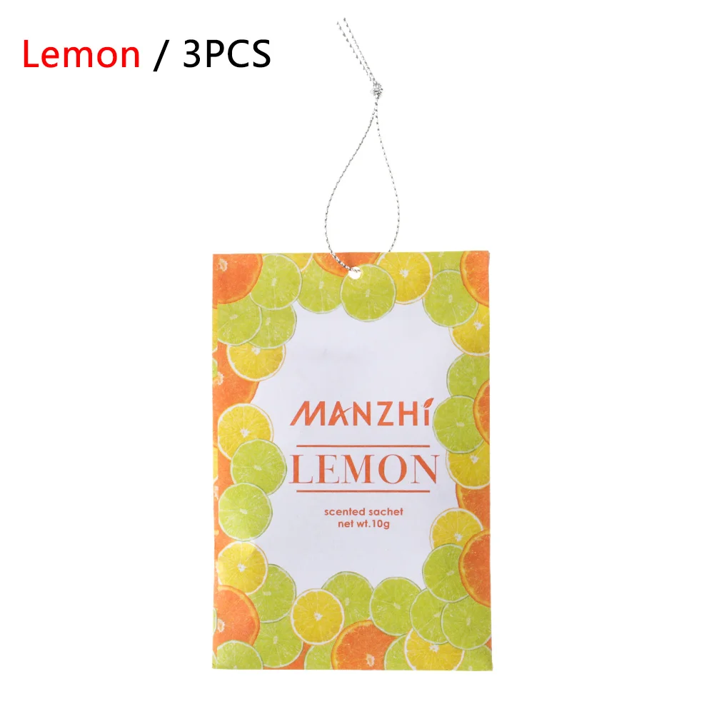 3PCS Lemon 3 Pack Natural Fragrances Hanging Spices Bag Wardrobe Deodorizing Paper Sachets Aromatherapy Bag Cabinet Air Fresheners - Цвет: 3PCS Lemon