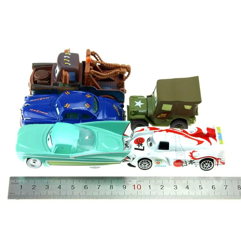

Disney Pixar Cars 5Pcs/lot Mater Sarge Flo Hutodoroki 1:55 Scale Diecast Metal Alloy Modle Cute Toys For Children Gifts