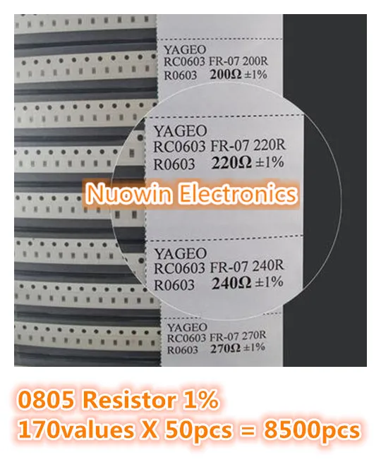 0805 SMD флэш книга 1% Допуск 170valuesx50 шт = комплект резисторов 8500 0R ~ 10M 1R 10M|resistor kit|resistor