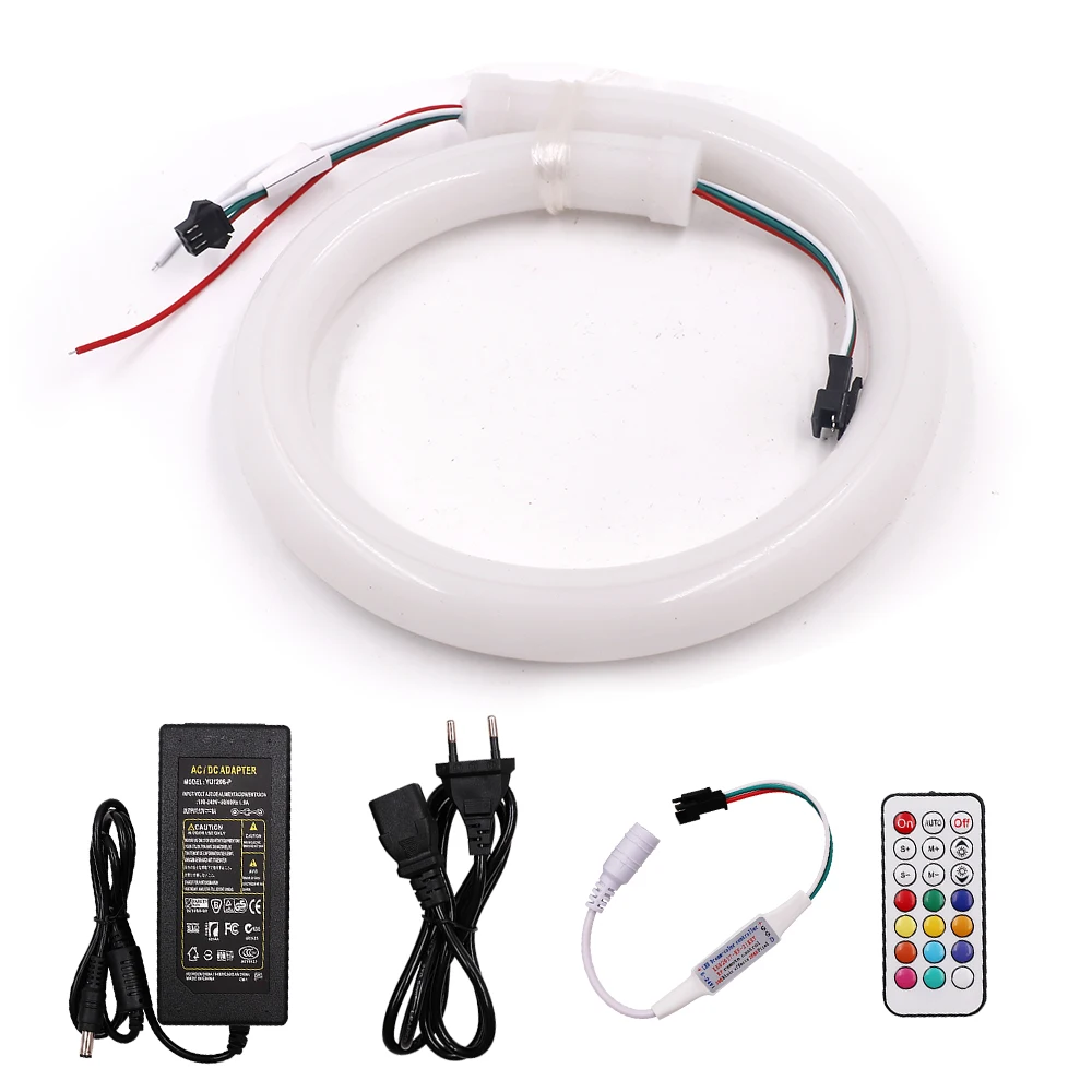 0,5 м 1 м 2 м Светодиодная лента DC5V SK6812 RGB Полноцветный пиксельный светильник 60 светодиодный s/M 5050 круглый неоновый светильник гибкий с RF WS2812B контроллер