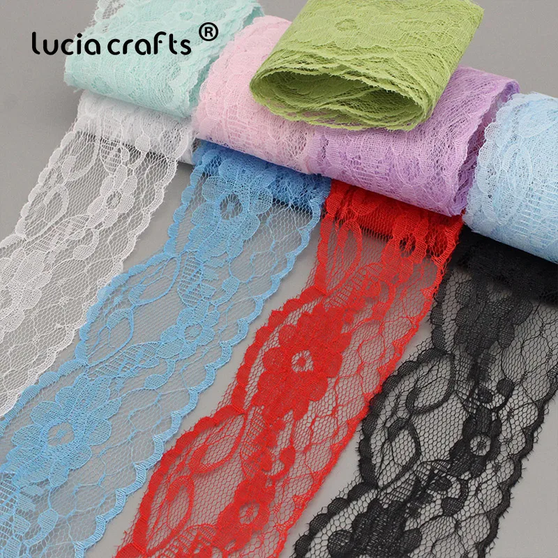 Lucia Crafts, 10 ярдов/партия, 5,5 см, сделай сам, вышитая сетчатая кружевная ткань, новая кружевная лента для шитья, свадебные украшения, R0704