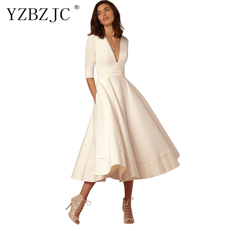 Женское платье с глубоким v образным вырезом и длинным рукавом в европейском