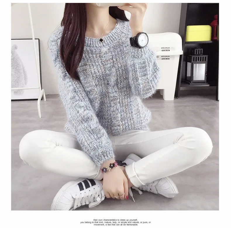 2021 Осень Зима Тонкий свитер женский пуловер с длинным рукавом вязаный Топы