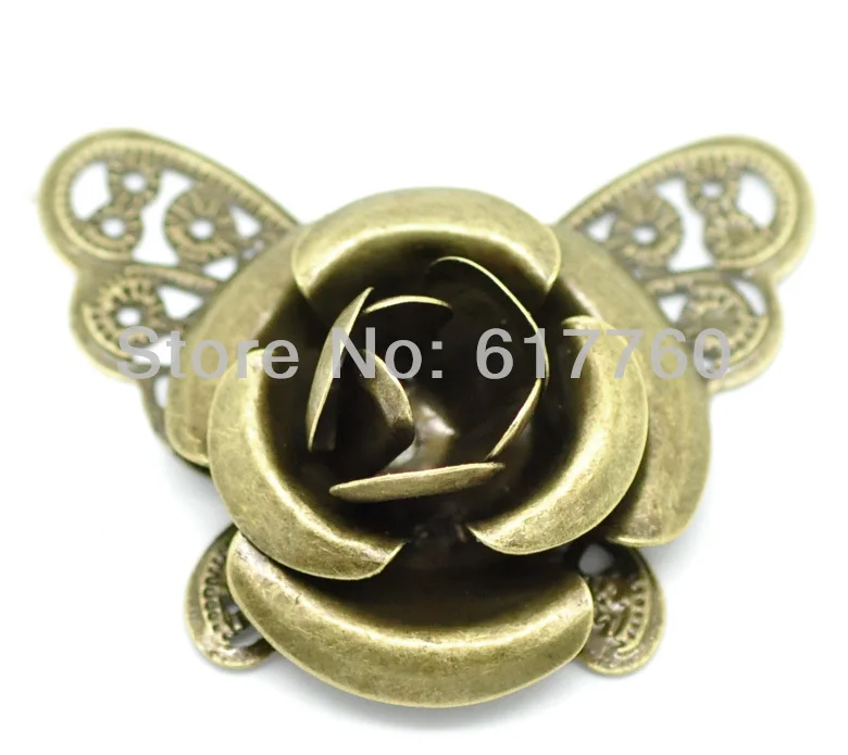 Бесплатная shipping-10Pcs с бронзовой филигранью под старину цветок бабочка соединители для украшений DIY ювелирных изделий 4,3x3,3 см J0405