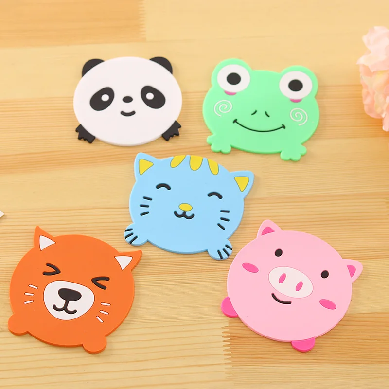 5pcs Cartoon Animal heat Resistant silicone mat Cute Round Coasters Placemats For Table Mats Dinner stand under hot Cushion | Дом и сад
