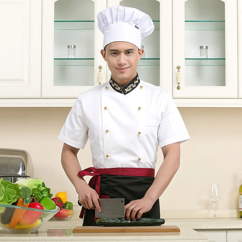 Женский костюм с коротким рукавом куртка шеф-повара униформа для ресторана