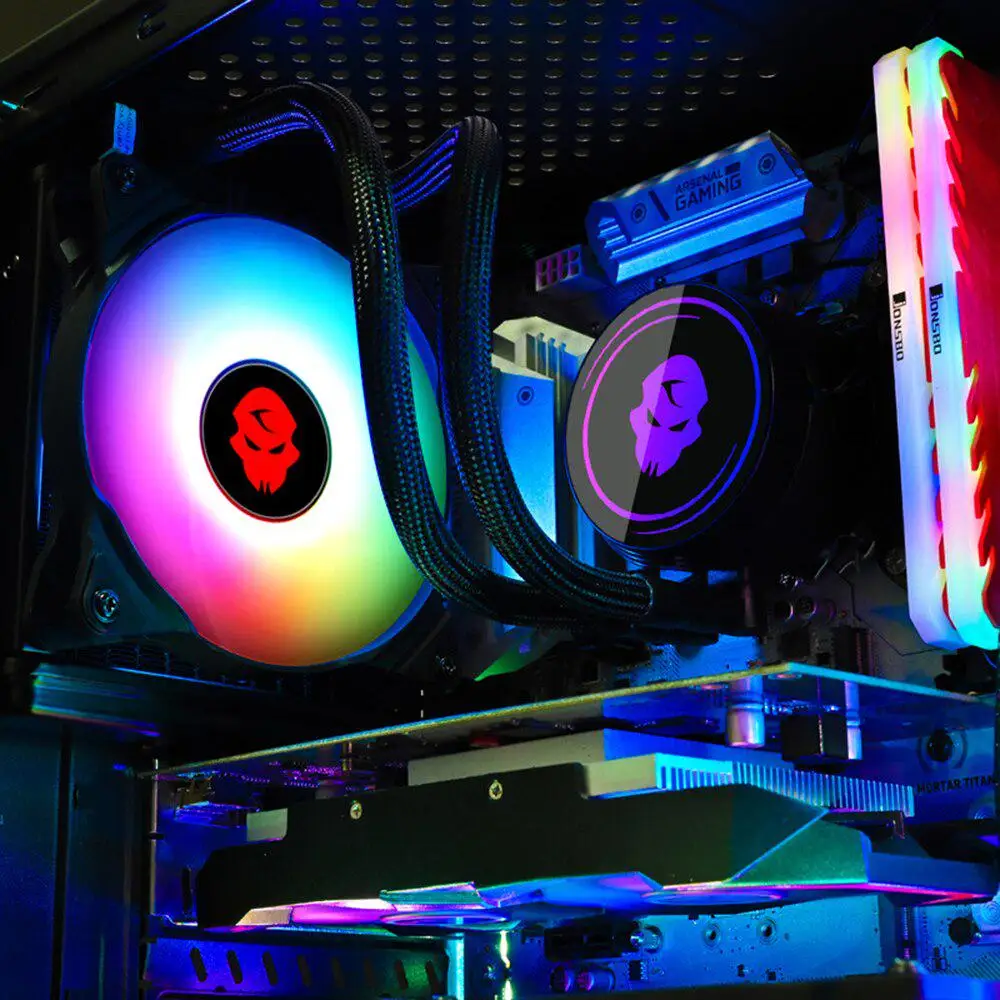 Кулер для ЦП Водяной кулер RGB Цветной световой эффект радиатора вентилятор PWM 120