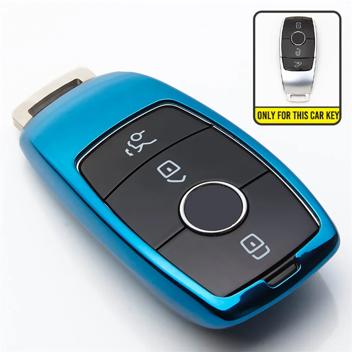 Blue only case KUKAKEY ТПУ чехол для ключей автомобиля для Mercedes Benz C Class W205 C200 C180 C260 C300 E Class W213 E200 E300 E320 дистанционный держатель - Название цвета: Blue only case
