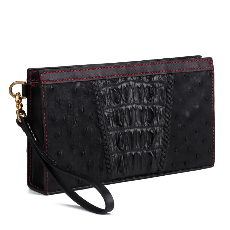 

Handmade Men Vegetable Tanned Leather Bag Cigarettes Money Phone Pocket Man Clutches Ostrich Skin Alligator Skin Envelope