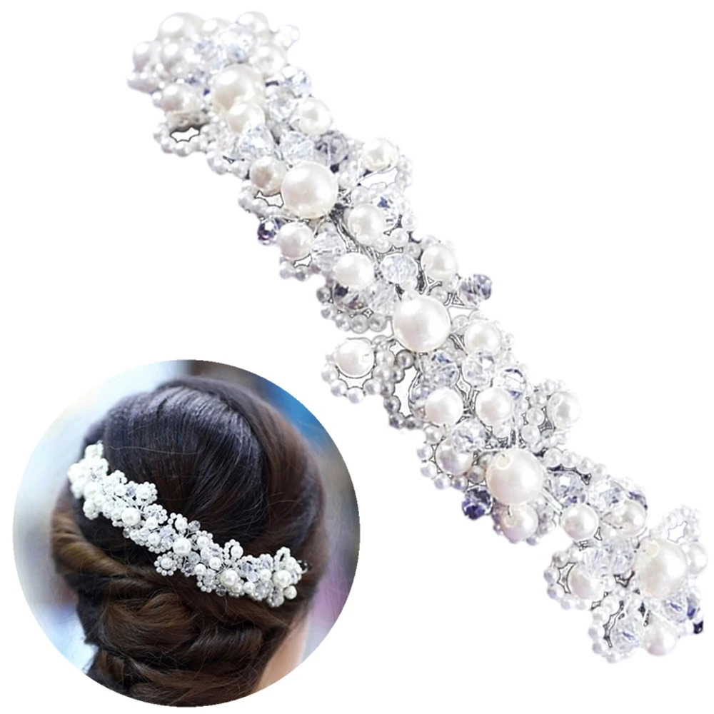 Белый жемчуг кристалл невесты головной убор вручную Свадебные повязки платье