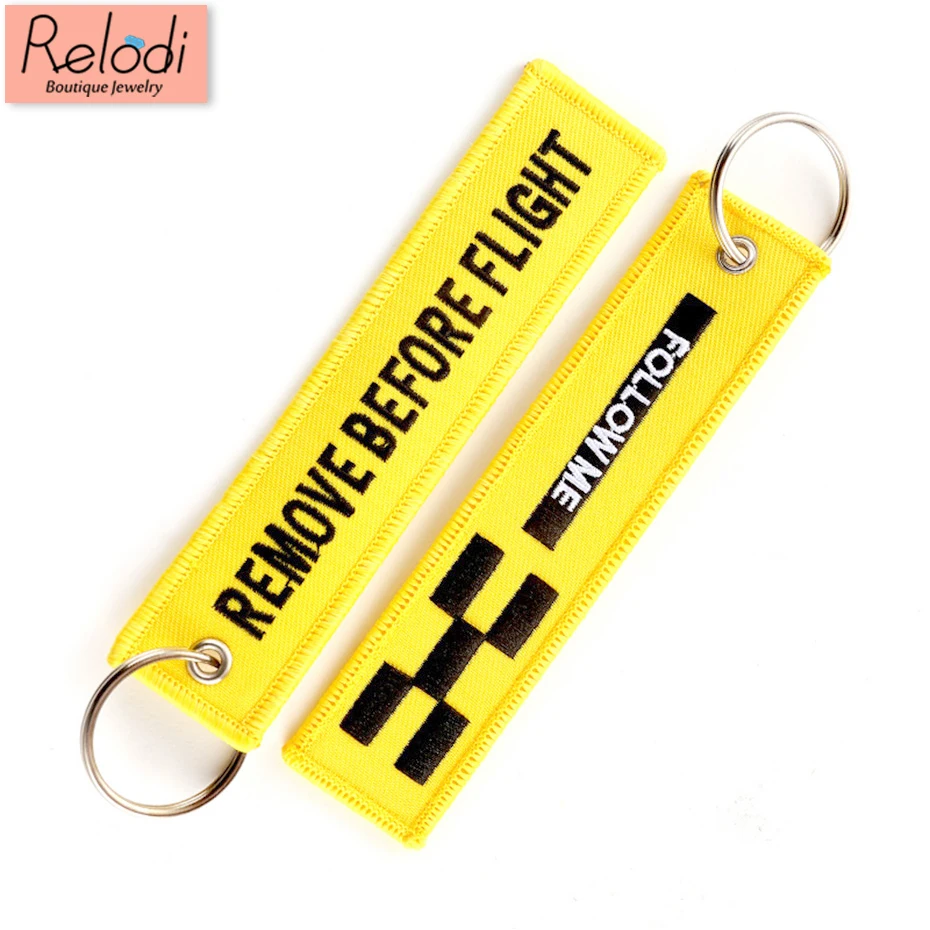 Мода Двусторонняя брелок с вышивкой для автомобиля мотоцикла Follow Me remove Before Flight