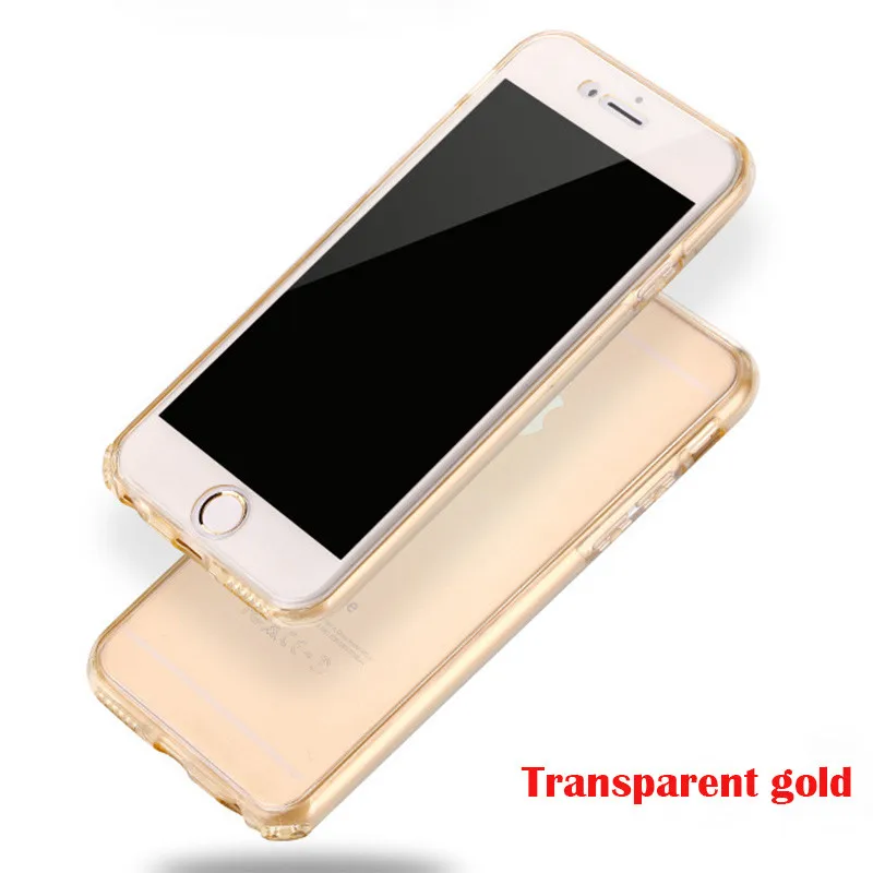 360 градусов полный прозрачный чехол для телефона для iPhone 11 Pro XS Max X 10 XR iPhone 7 8 7Plus 8Plus iPhone 6 S 6s Plus Мягкий силиконовый чехол - Цвет: Transparent Gold