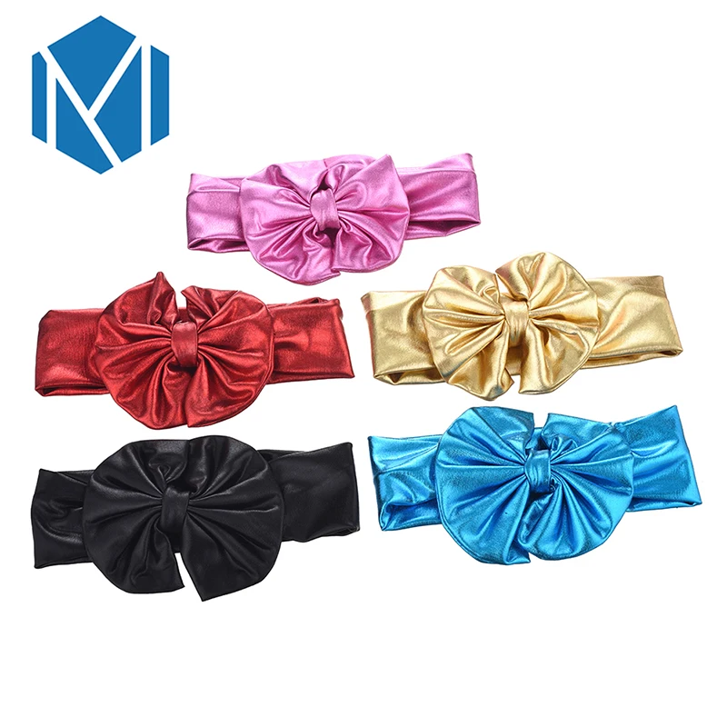 Детская блестящая головная лента с бантом тюрбан милые резинки Детские для волос