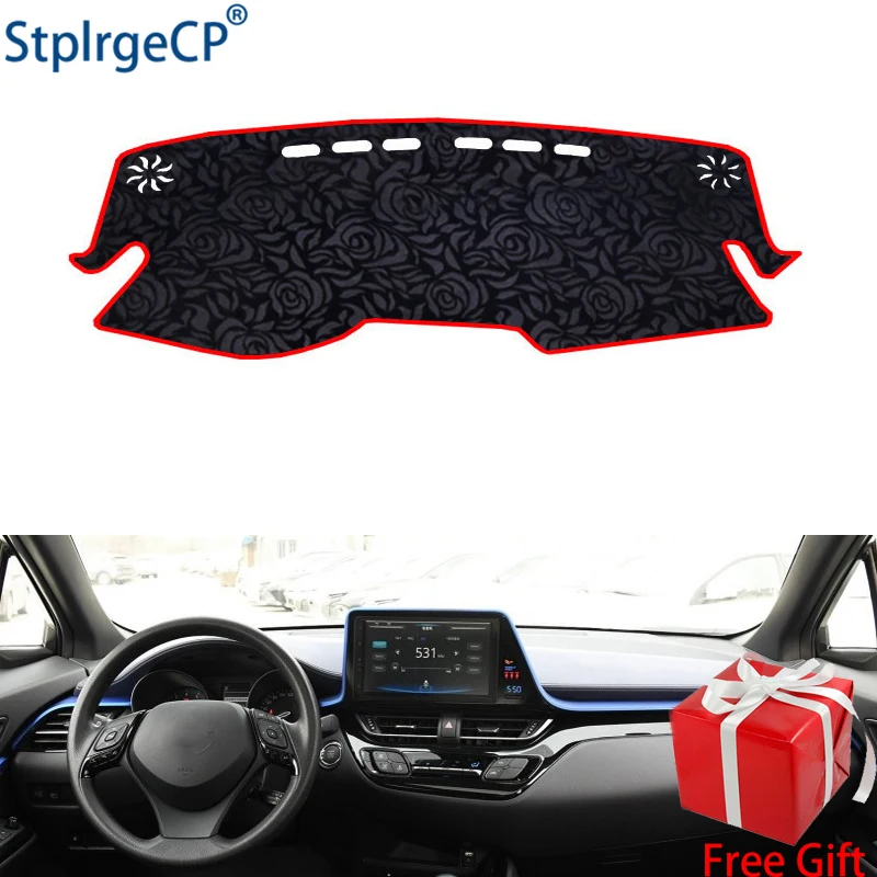 

Latest Rose Pattern Non-slip Car Dashboard Cover Dash Mat Pad DashMat ANti-UV Car Sticker for Toyota C-HR IZOA 2018 Car Styling